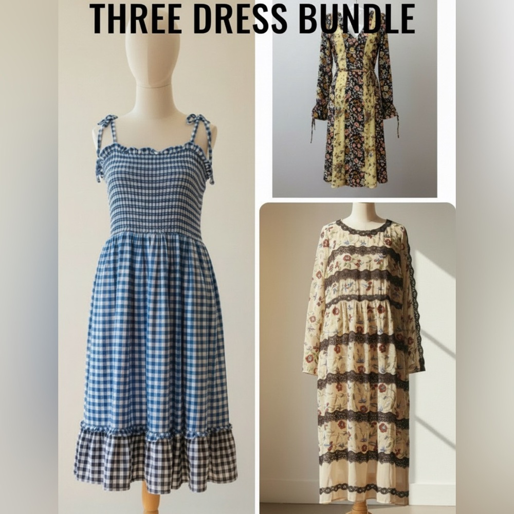 Lot of 3 Cottagecore Dresses – Draper James, ModCloth, Geode L-XL Bundle